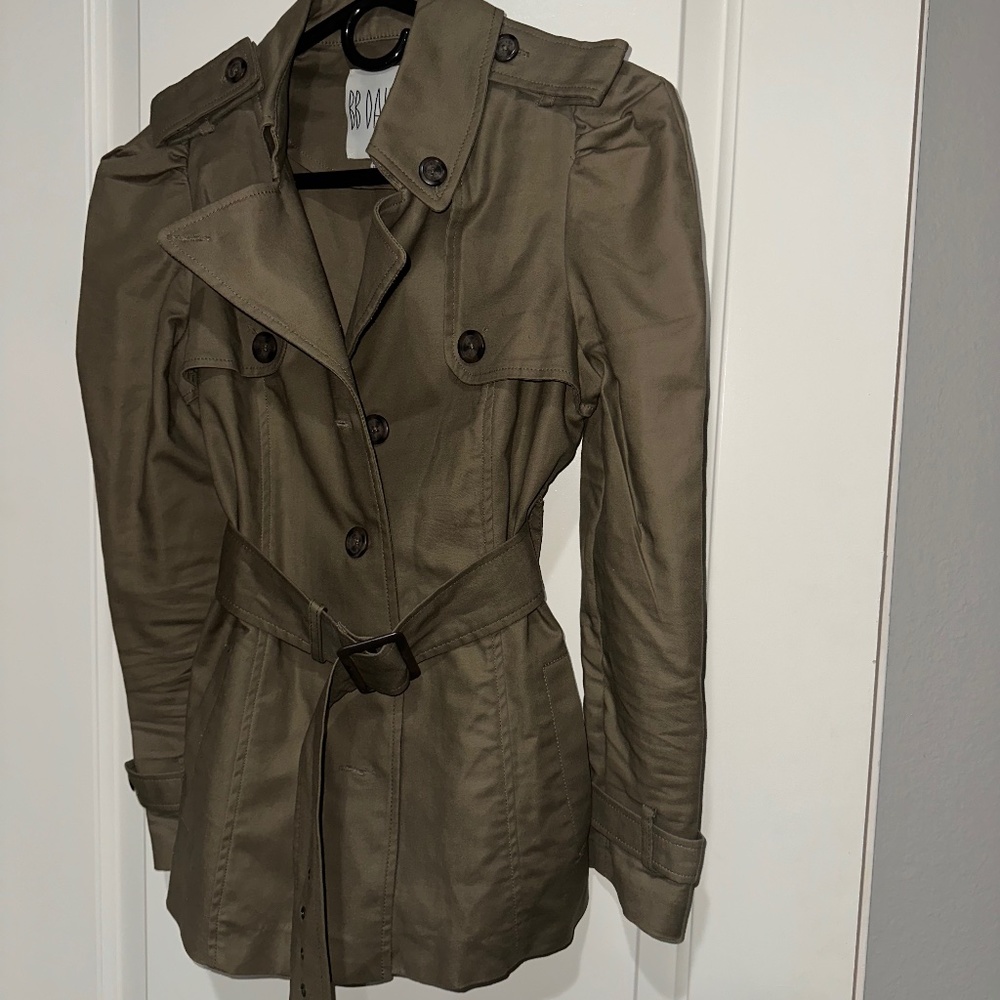 Olive Waist Trench Coat